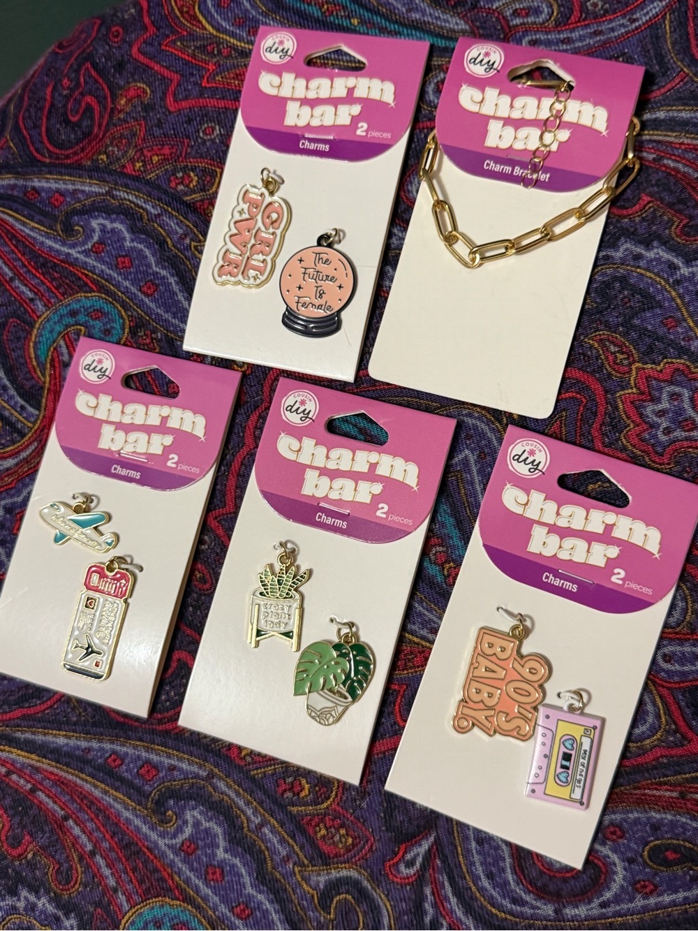 Charm Bar Pink Pack — Assorted Enamel Charms & Bracelet